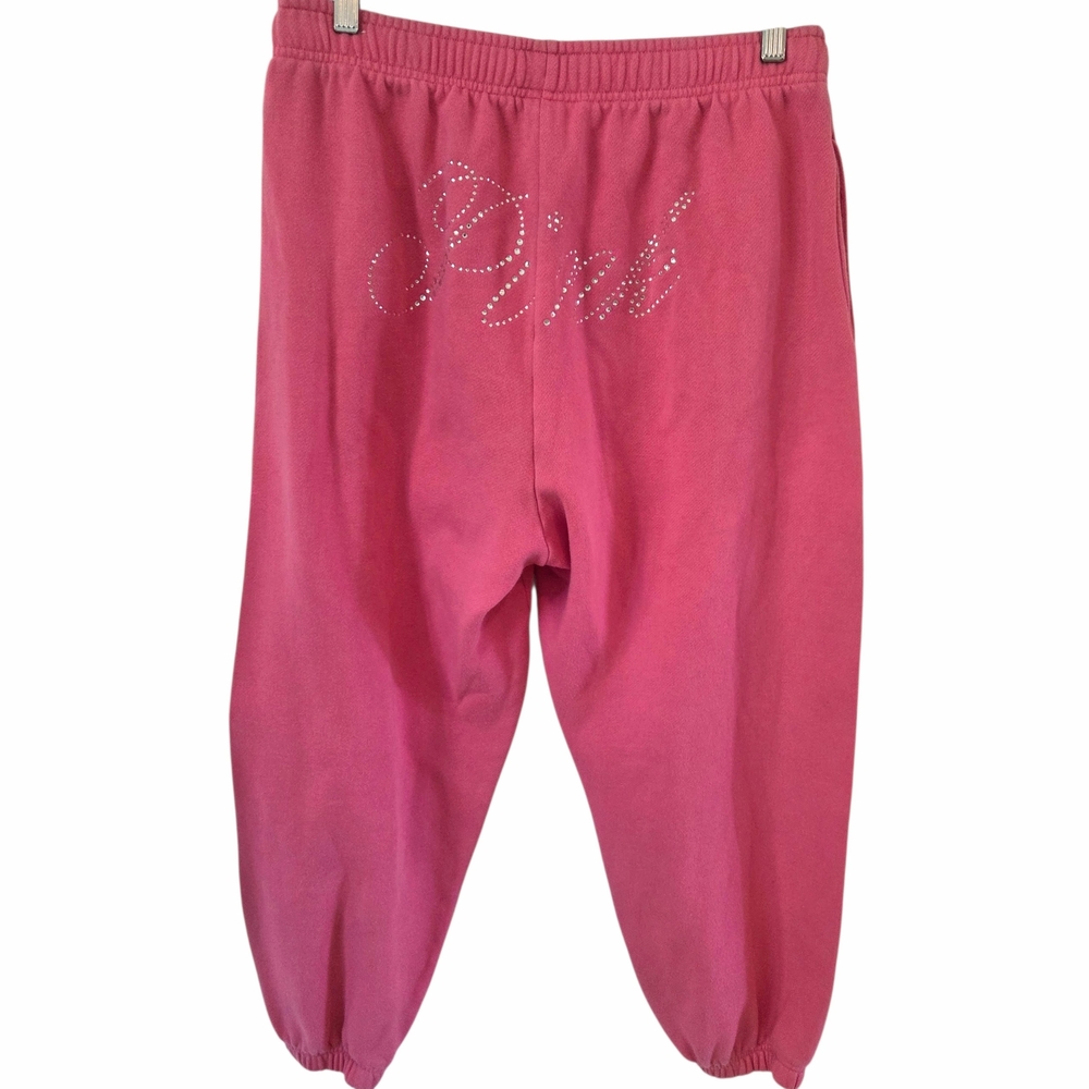 V.S. PINK Y2K Pink Rhinestone Sweatpants Girly Glam McBling Barbiecore Joggers L